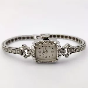 Vintage 1949 (( Longines )) 14K White Gold and Diamonds Ladies Watch ( Working ) - Picture 1 of 11