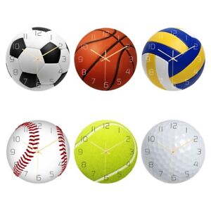 Sports Ball Wall Clock Football/Basketball/Volleyball/Baseball/Tennis/Golf Clock
