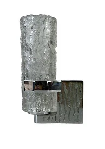 60er 70er Jahre Wandlampe Wandleuchte in Glas & Chrome Brutalist Germany Design - Picture 1 of 1