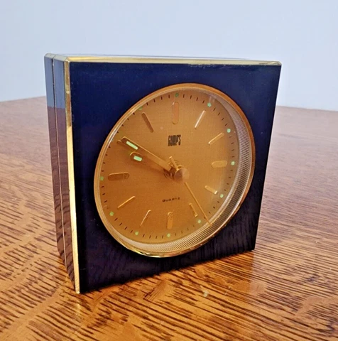 Vintage Blue Gumps of San Francisco Alarm Clock Quartz Gump's Blue Gold Cover
