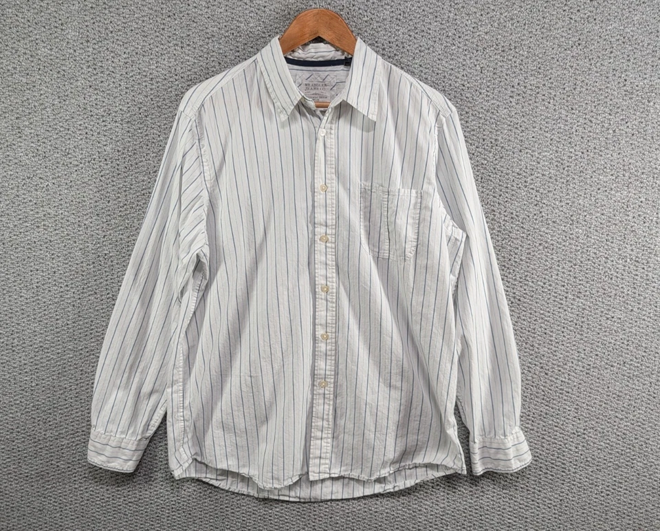 WRANGLER Jeans Men's White Striped Casual Cotton Button Shirt L - Image 1 of 4