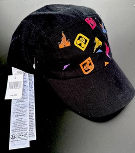 NWT Disney Parks Park Icons Black 5 Panel Baseball Hat Cap Adult Size OSFM - Picture 1 of 4