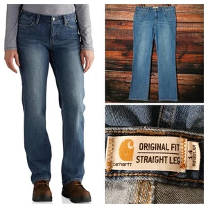 Carhartt Blaine Jeans Größe 14 Original Fit Straight Mid Rise Distressed Denim - Bild 1 von 10