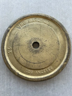 Редкая винтажная весовая пластина Marcy Co Los Angeles 25 фунтов стандартная 1 дюйм - Изображение 1 из 4