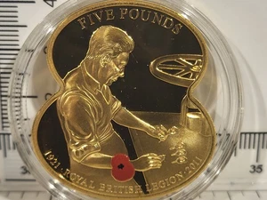 (L1189) £5 Guernsey 2011  "Royal British Legion" Poppy  5 Pounds Coin  (g) - Picture 1 of 2