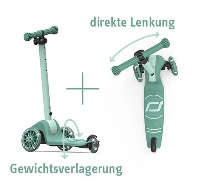 Scoot and Ride Highwaykick 3S mit LED Räder Roller 3 bis 6 Jahre - Farbe forest - Bild 1 von 4