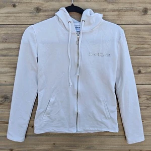 BEBE White Zip Up Hoodie Women's Size S Casual Jacket Y2K - Picture 1 of 6