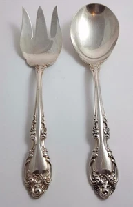 Gorham Melrose Sterling Silver 2 Piece Salad Set Fork and Spoon No Monograms - Picture 1 of 4