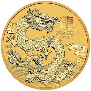 1 oz 100$ Australien Goldmünze Lunar Drache 2024 BU in Originalkapsel - Bild 1 von 3