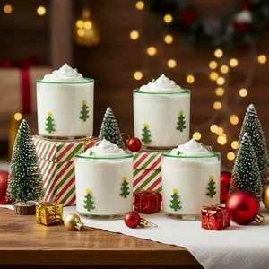 Paquete de 4 tazas de vidrio icono de Navidad 14 oz icono de Navidad jugo vidrio café de Navidad... - Imagen 1 de 7