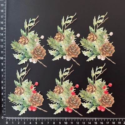 TWO RED ROBINS Christmas Pine Cone Swags, Die Cuts, Embellishments, Paper crafts