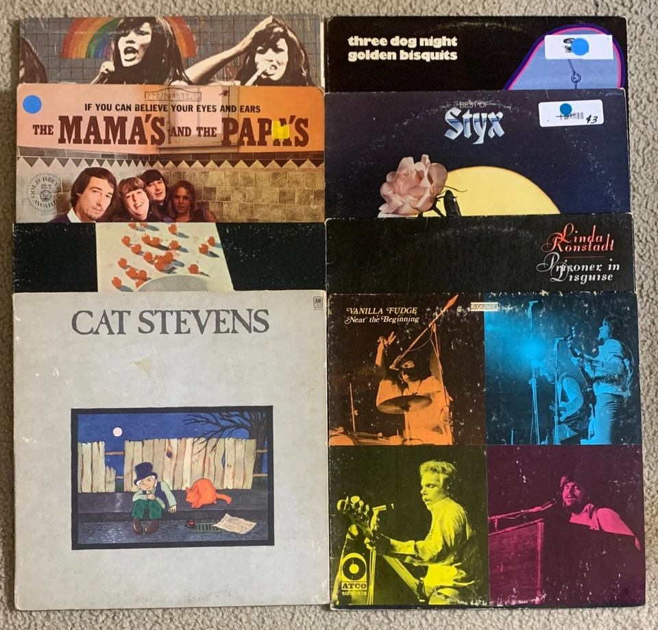 Lot A - 8 classic rock vinyl records.  McCartney,  Styx, Cat Stevens...VG to VG+ - Image 1 of 4