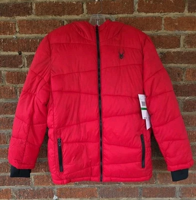 Chaqueta de esquí Spyder para niños Abrigo de invierno rojo con capucha talla Lg 14/16 resistente al agua Nuevo Foto 1 de 4