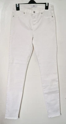 7 FOR ALL MANKIND Ladies White Embellished Label Stretchy Skinny Jeans - Size 29 - Image 1 of 4