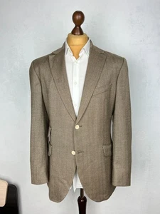 HACKETT LONDON Beige Herringbone Wool\Silk\Linen Sport Coat 44US\54IT - Picture 1 of 10