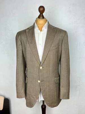 HACKETT LONDON Beige Herringbone WoolSilkLinen Sport Coat 44US54IT - Image 1 of 4