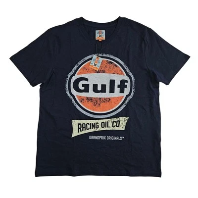 Gulf Racing Oil Para Hombres XL Grandprix Originales Manga Corta Azul Camiseta Cuello en V Foto 1 de 4