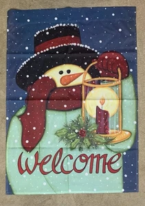 Welcome Snowman Winter Theme Lantern Yard Garden Full Size Porch House Flag - Picture 1 of 5