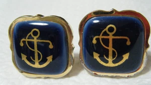 Gemelos de correo electrónico de porcelana azul Royal Copenhagen vintage con ancla fría - Imagen 1 de 4