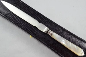 Ladies' Solid Silver Ferruled Mother of Pearl Handled Letter Opener 1902 - Picture 1 of 6