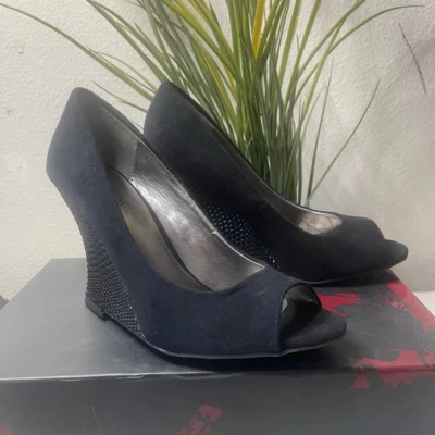 Carlos Santana Mujer Bateau Clásico Pump Cuña Cuero Negro Tacón Alto 7.5 M Foto 1 de 4