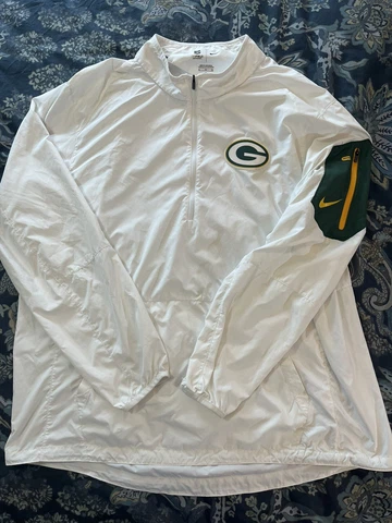 Green Bay Packers Nike 1/4 Zip Pullover Jacket XL White Rare Cover