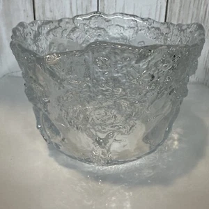 Vintage Swedish Textured Crystal Rhapsody Bowl Etchings Ex Condition - Picture 1 of 11