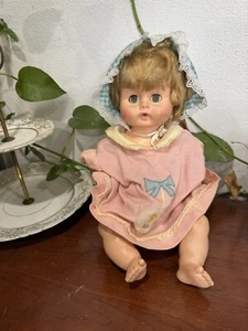 Vintage Vogue Baby Doll Brunette Vinyl Sleep Eyes Open Mouth 16" - Picture 1 of 7