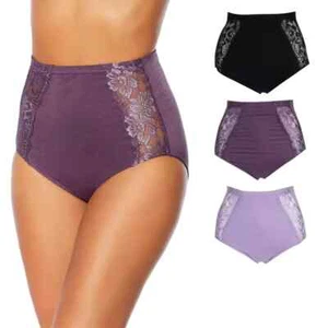 Rhonda Shear Seamless Lace Brief-3 pk-Violet/Lilac/Black-XL-605377-NEW - Picture 1 of 2
