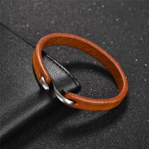Jiayiqi Herren Armband Vintage braun Leder Hakenarmband Armband 18,5 cm 148 - Bild 1 von 1