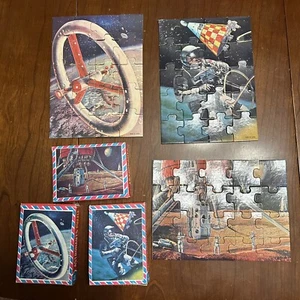 Lot Of 3 1970s Vintage 20 Piece Jigsaw Puzzle Japanese Made - Space Theme - Picture 1 of 9