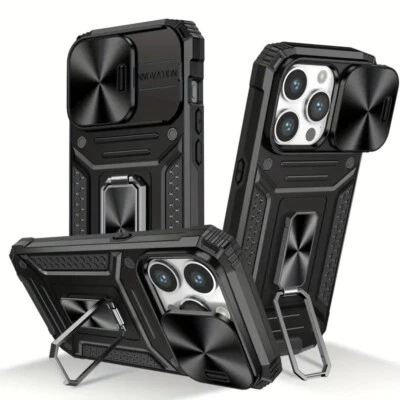 CASEBORNE Iphone 15 Pro Shockproof Case W/ Slide Kickstand Heavy Duty Protection