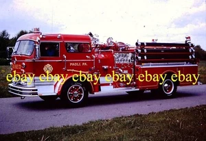 PA736 Fire Apparatus Slide Paoli Pennsylvania 1964 Mack Pumper in May 1973 - Picture 1 of 1