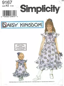 2000 Simplicity 9167 Daisy Kingdom Girls' Dress Slip Doll Clothes 18" Doll uncut - Picture 1 of 3
