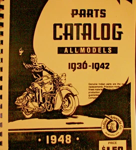 1936-1942 Indian Motorcycle Parts Catalog All Models with Part No's Pricing - Picture 1 of 6