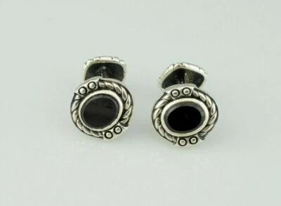 Gemelos Scott Kay Artiste Collection plata esterlina ónix negro Foto 1 de 4