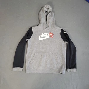 Nike Sportswear Club Graphic Hoodie Carbon Heather Gray Pullover Boys Large  - Picture 1 of 12