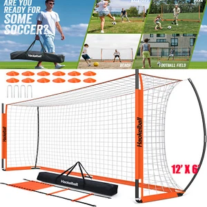 12x6FT Soccer Goal Portable Soccer Goal Net for Teens Adult with Ladder 12 Cones - Picture 1 of 11
