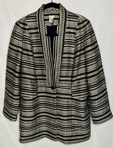 Chicos Jacke Gold Damen Größe 2 Large Brokat schwarz Futter Staubmantel - Bild 1 von 8