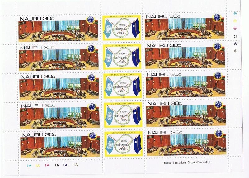 BANDERA NAURU MNH completa HOJA se-inquilino con etiqueta 1980 Sc 222 Foto 1 de 1