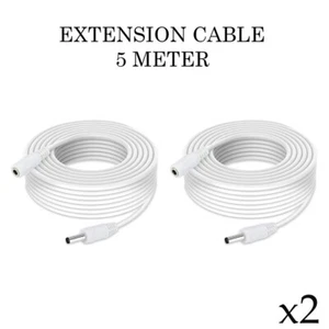 Bundle of 2 DC Power Extension Cords: 5M Length, 2.1mm x 5.5mm Connectors - Picture 1 of 9