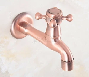 Antique Red Copper Wall Mounted Cross Handle Mop Pool Faucet Basin Taps Gav324 - Picture 1 of 8