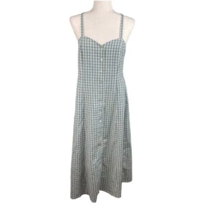 Vintage J. Crew grün kariertes Midikleid mit Knopfleiste Damengröße 4 Cottagecore - Bild 1 von 8