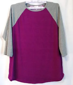 LuLaRoe Pullover Top Taglie Forti Donna 3X Elasticizzato Grigio Raglan Vino Micro Pois - Foto 1 di 3