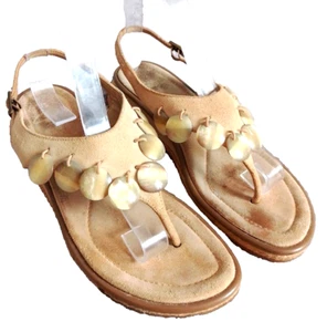 CLARKS SLINGBACK TOE POST FLIP FLOP CUSHION SAND COLOUR SANDALS SHOES UK 5 D E38 - Picture 1 of 12