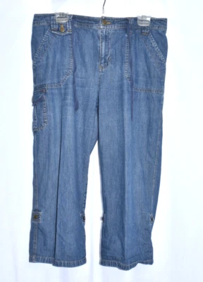 Jones New York Sport Mujer Talla 14 Cordón Cintura Ajustable Pierna Capri Denim Foto 1 de 4