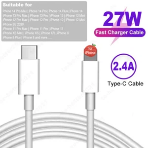 USB C Type-C Fast Charging Cable for iPhone 14 13 12 11 Pro Max Mini X XS XR - Picture 1 of 14