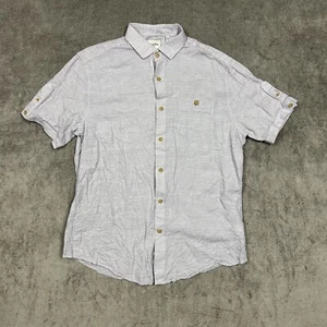 Mens Linen Blend Shirt Button Up Medium Light Purple Murano Baird McNutt Casual - Picture 1 of 9