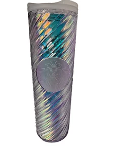 Taza vaso de viaje Starbucks Clear Iridescent Swirl 16 OZ - edición 2022 - Imagen 1 de 7
