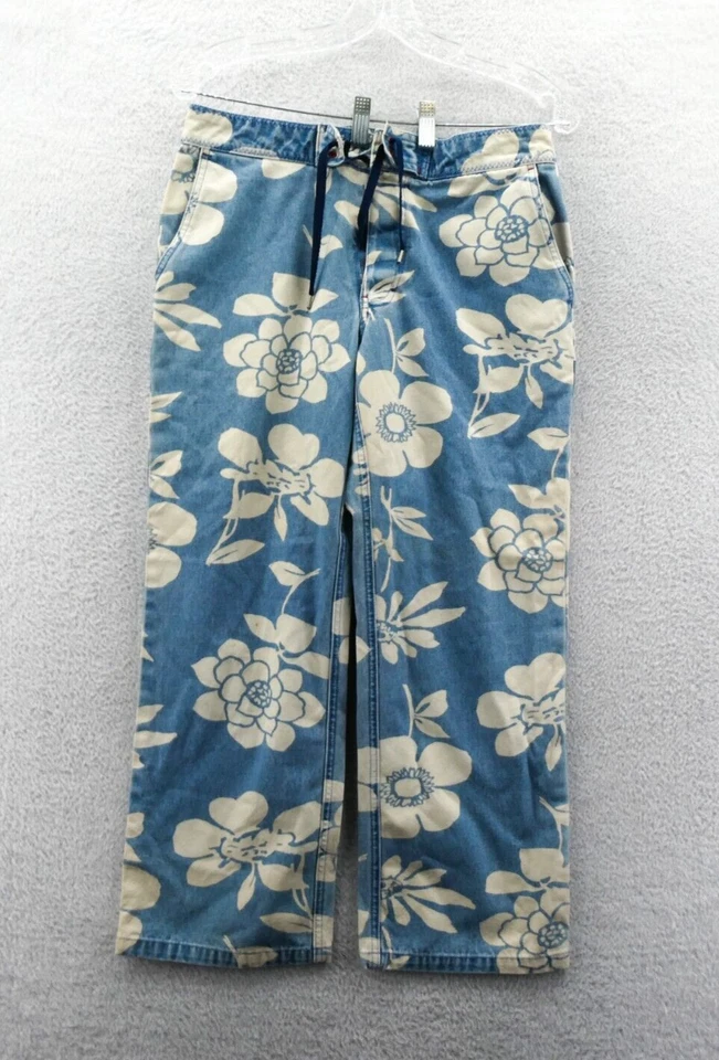 Jeans feminino Tommy Hilfiger 6 azul 30x27 cropped azul branco floral skatista preppy - Imagem 1 de 4